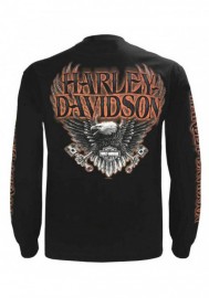 Harley-Davidson Hommes Eagle Piston manches longues Crew Shirt Noir 30299947