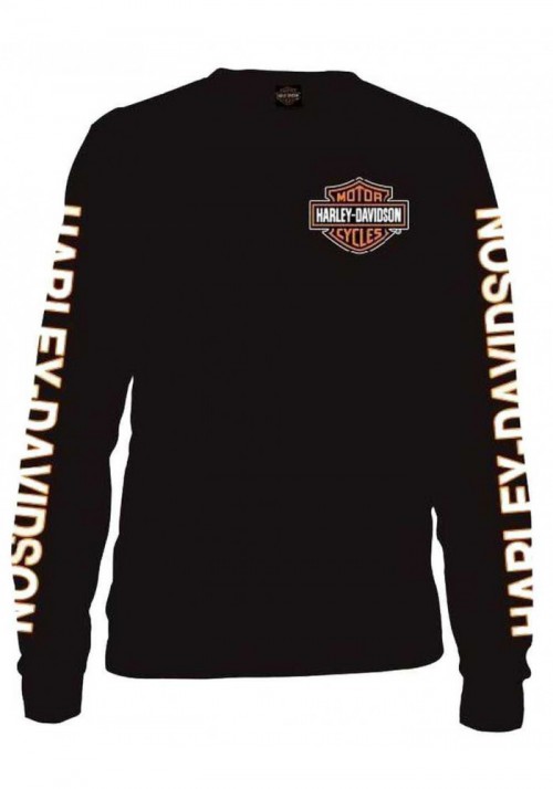 Harley-Davidson Hommes manches longues Orange Bar & Shield Noir Shirt 30291744