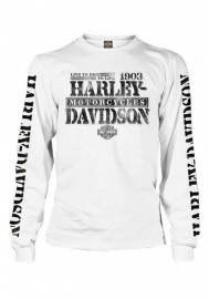 Harley-Davidson Hommes Distressed Freedom Fighter manches longues Shirt White 30294618