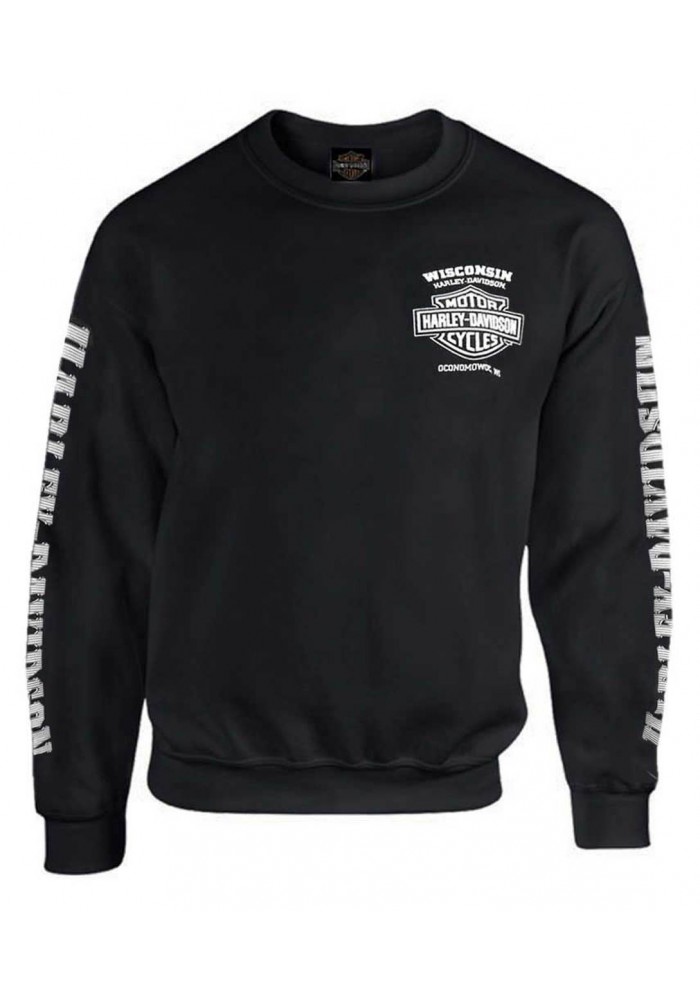 Harley-Davidson Hommes Lightning Crest Fleece Pullover Sweatshirt Noir 30299602