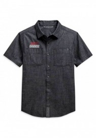 Harley-Davidson Hommes Chambray Slim Fit manches courtes Woven Shirt 99088-20VH