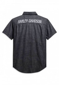 Harley-Davidson Hommes Chambray Slim Fit manches courtes Woven Shirt 99088-20VH