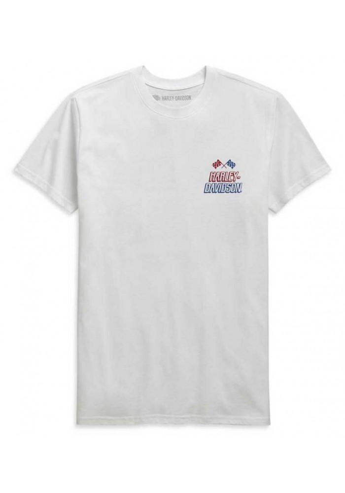 Harley-Davidson Hommes Race Flag Slim Fit manches courtes T-Shirt White 99089-20VH