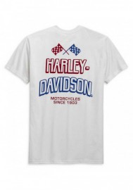 Harley-Davidson Hommes Race Flag Slim Fit manches courtes T-Shirt  White 99089-20VH