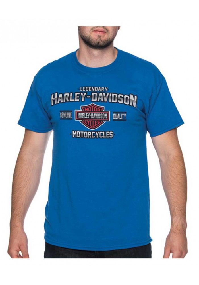 Harley-Davidson Hommes Molten Metal B&S col rond manches courtes T-Shirt Neon Blue 30297435