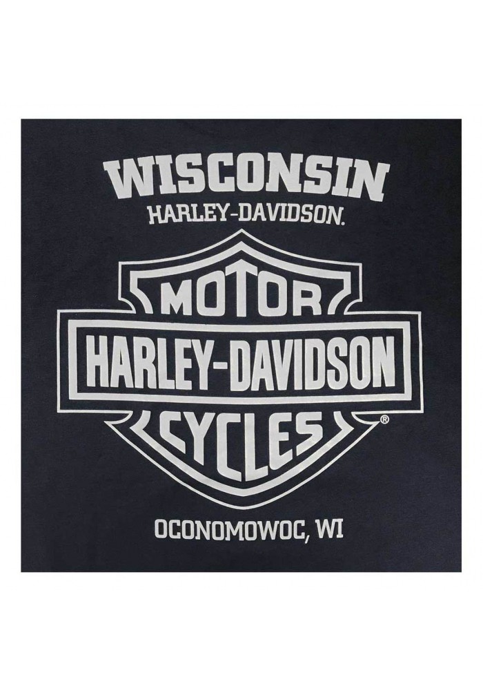 Harley-Davidson Hommes Distressed Adventurer manches longues col rond Shirt - Navy 30297458