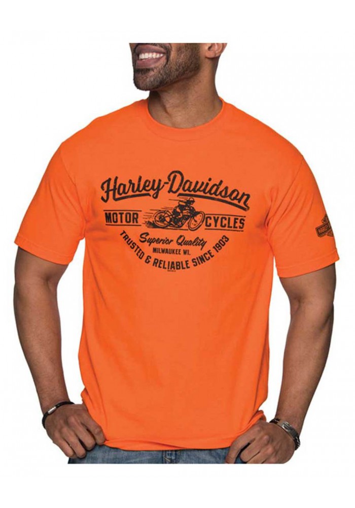 Harley-Davidson Hommes Breeze Racer col rond manches courtes Cotton T-Shirt Orange 30292394