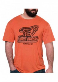 Harley-Davidson Hommes Iron Wing Premium manches courtes T-Shirt  Orange Wash 30294816