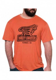 Harley-Davidson Hommes Iron Wing Premium manches courtes T-Shirt Orange Wash 30294816
