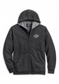Harley-Davidson Hommes Winged Logo Zippered Front Sweat à capuche  Heather Gray 96158-20VM