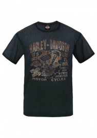 Harley-Davidson Hommes Bleached Crackle Dye col rond manches courtes T-Shirt  Noir R002413