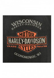 Harley-Davidson Hommes Bleached Crackle Dye col rond manches courtes T-Shirt Noir R002413