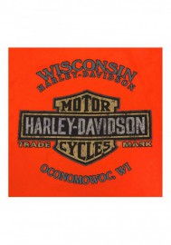 Harley-Davidson Mens Off Center manches courtes Chest Pocket T-Shirt  Bright Orange R002408