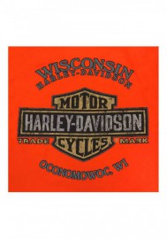 Harley-Davidson Mens Off Center manches courtes Chest Pocket T-Shirt Bright Orange R002408
