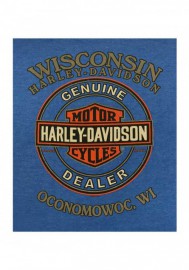 Harley-Davidson Hommes Name Flash Retro col rond manches courtes T-Shirt Blue R002833