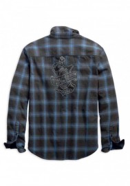 Harley-Davidson Hommes Plaid Oak Leaf Slim Fit manches longues Shirt Blue 99258-19VM