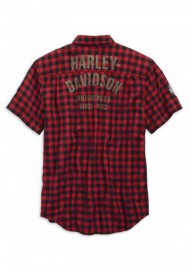 Harley-Davidson Hommes Checked Plaid Slim Fit Woven Shirt Red 99144-19VM