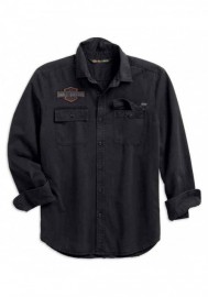 Harley-Davidson Hommes Logo Patch Slim Fit manches longues Shirt Noir 99282-19VM