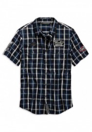 Harley-Davidson Hommes Multi-Patch Slim Fit Plaid manches courtes Shirt 99145-19VM