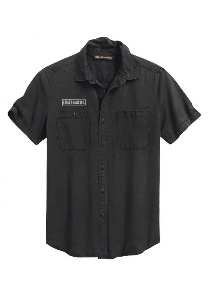 Harley-Davidson Hommes V-Twin Slim manches courtes Woven Shirt - Espresso 99009-20VM