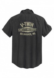 Harley-Davidson Hommes V-Twin Slim manches courtes Woven Shirt - Espresso 99009-20VM
