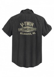 Harley-Davidson Hommes V-Twin Slim manches courtes Woven Shirt - Espresso 99009-20VM