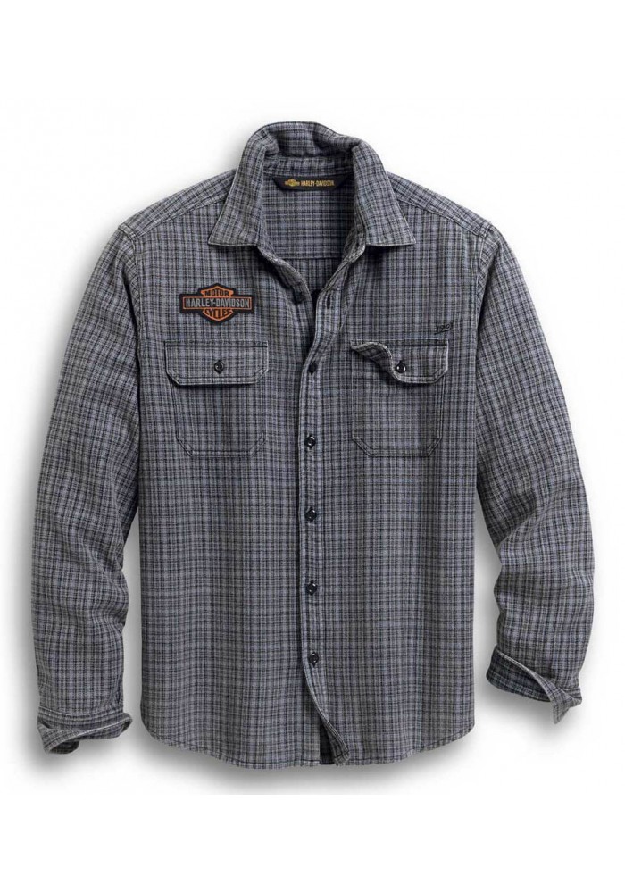 Harley-Davidson Hommes H-D Plaid Slim manches longues Woven Shirt - Gray 99008-20VM