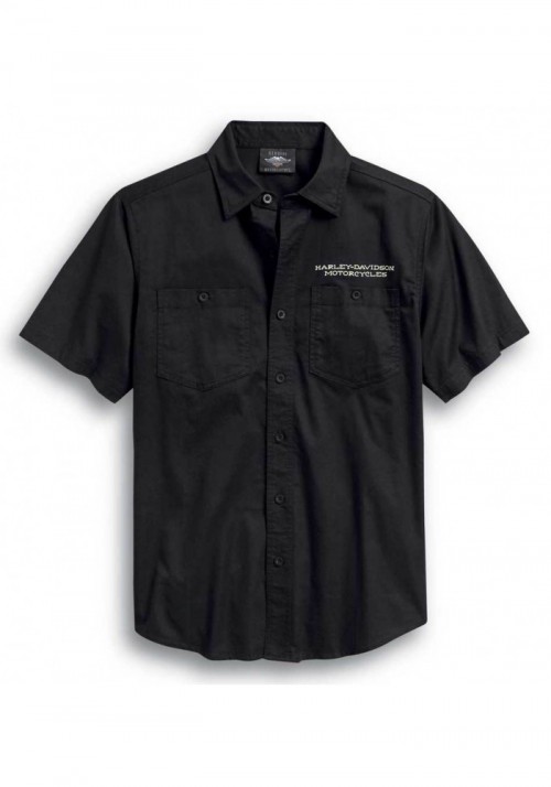 Harley-Davidson Mens Ride Free manches courtes Button Front Shirt  Noir 99012-20VM
