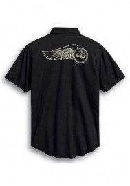 Harley-Davidson Mens Ride Free manches courtes Button Front Shirt Noir 99012-20VM