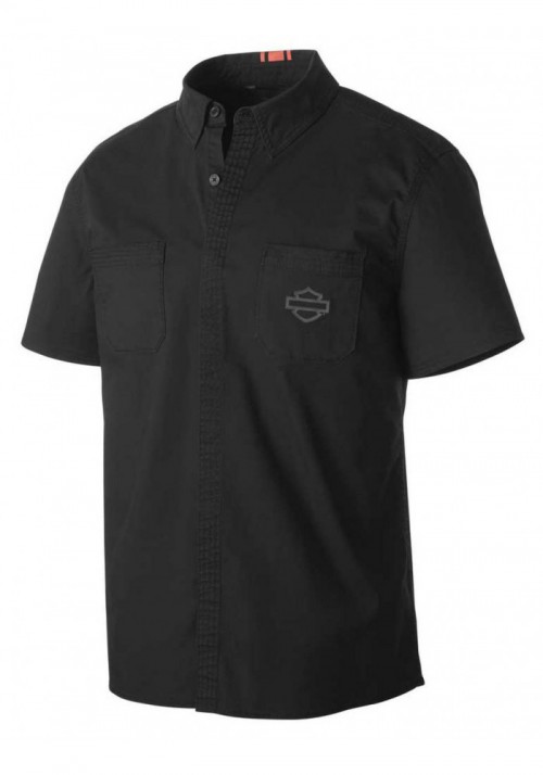 Harley-Davidson Hommes Stretch Poplin Slim Fit Woven Shirt  Noir 99151-19VM