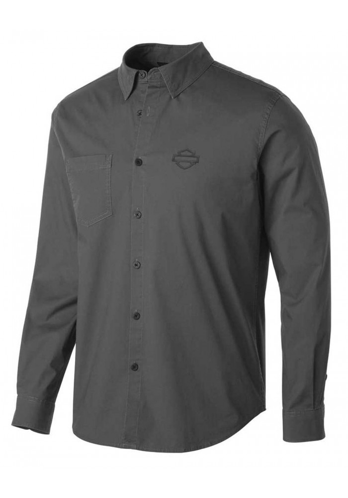 Harley-Davidson Hommes Stretch manches longues Slim Fit Shirt Gray 99150-19VM