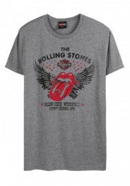 Harley-Davidson Hommes Rolling Stones Winged manches courtes Crew T-Shirt - Gray 30298874
