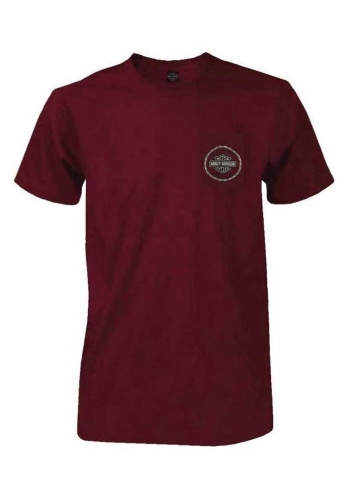 Harley-Davidson Hommes Chain Link B&S Chest Pocket manches courtes T-Shirt - Maroon 30292407