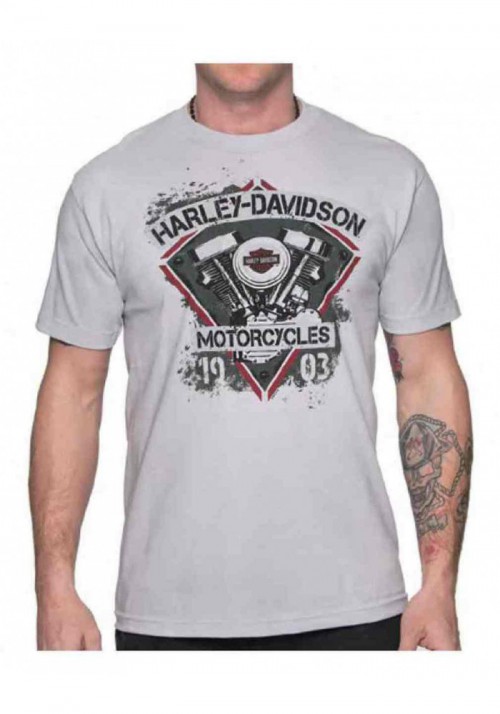 Harley-Davidson Hommes Pander col rond manches courtes All-Cotton T-Shirt  Silver 30292293