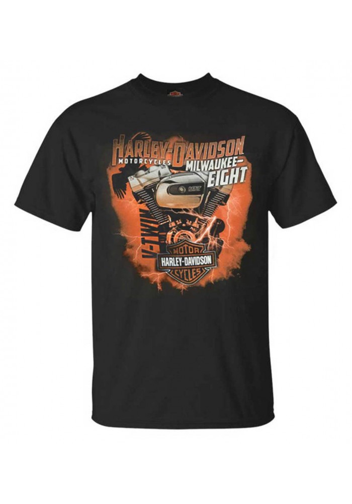 Harley-Davidson Hommes Fear The Shock Cotton col rond manches courtes Tee Shirt  Noir 30292311