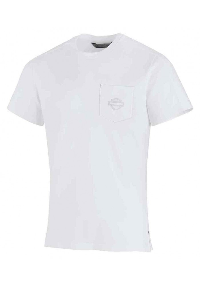 Harley-Davidson Hommes High Density Print Slim Fit Pocket Tee Shirt White 99004-19VM