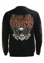 Harley-Davidson Hommes Eagle Piston Fleece Pullover Sweatshirt Noir 30299948