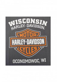 Harley-Davidson Hommes Elongated Orange Bar & Shield Charcoal T-Shirt 30291961