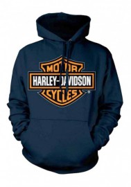 Harley-Davidson Hommes Orange Bar & Shield Navy Pullover Sweatshirt 30291742