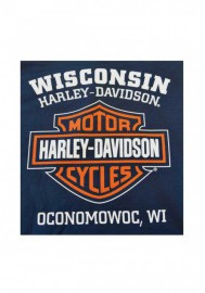 Harley-Davidson Hommes Orange Bar & Shield Navy Pullover Sweatshirt 30291742