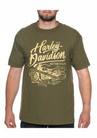 Harley-Davidson Hommes Distressed Translate col rond manches courtes T-Shirt  Green 30297433