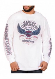 Harley-Davidson Hommes Perception Winged B&S manches longues col rond Shirt  White 30298767