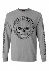 Harley-Davidson Hommes Shirt  Willie G Skull manches longues Tee Shirt  Gray 30296651