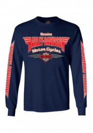 Harley-Davidson Hommes Roaming Emblem manches longues col rond Shirt  Navy 30292329