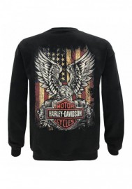 Harley-Davidson Hommes Custom Freedom Fleece Pullover Crew Sweatshirt - Noir 30298998