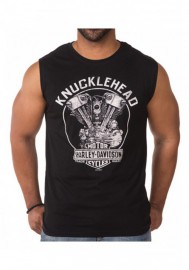 Harley-Davidson Hommes Knucklehead Legacy Sleeveless Muscle Tee Shirt  Solid Noir 30298811