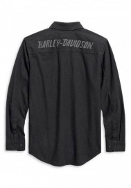 Harley-Davidson Hommes B&S Textured manches longues Shirt Noir 96121-20VM