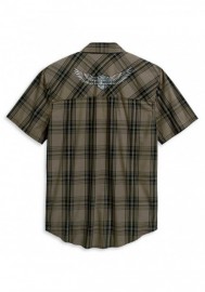 Harley-Davidson Hommes Winged Logo manches courtes Woven Plaid Shirt 96114-20VM