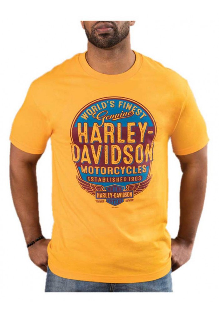 Harley-Davidson Hommes Affiliate Retro manches courtes col rond T-Shirt - Gold 30298731