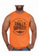 Harley-Davidson Hommes Distressed Background Sleeveless Muscle Shirt - Orange 30298759